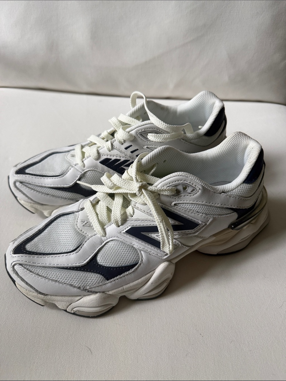 New Balance Women's White and Navy Running Sneakers